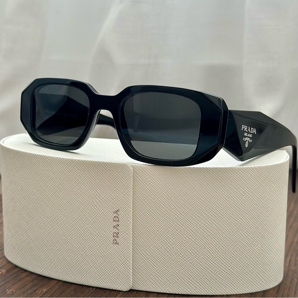 Prada Black Rectangular Sunglasses - Picture 1 of 3